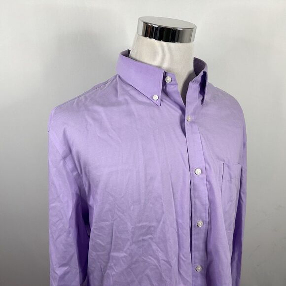 Tommy Hilfiger 18 36/37 Regular Fit Wrinkle Free Dress Shirt Purple Button Down - Picture 1 of 5